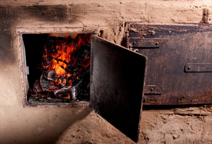 Old stove in a village house